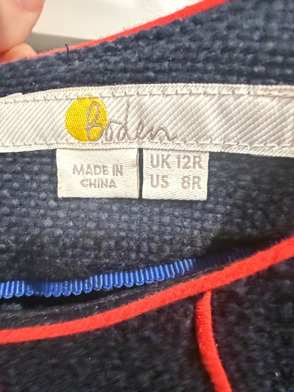 Boden Jane Textured Dress in navy/red, size 8R US, EUC - Picture 2 of 3